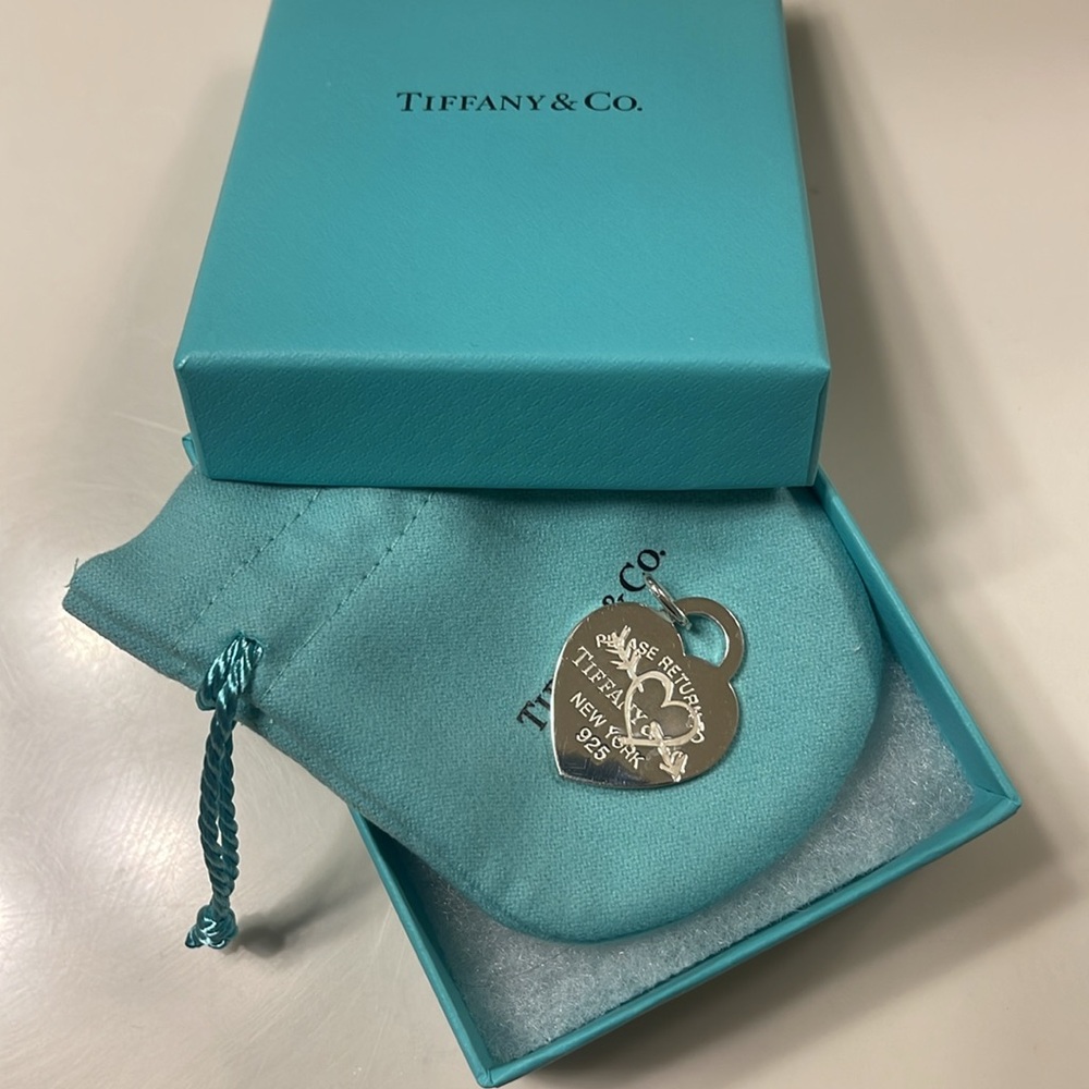Tiffany & Co. Return To Tiffany Etched Heart Tag Charm, Sterling Silver, Large